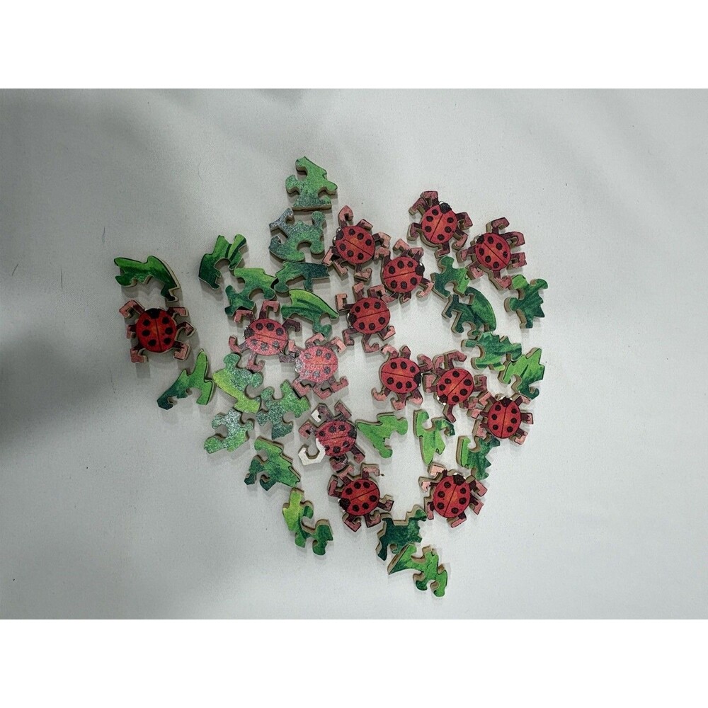Ladybug, Ladybug -hand cut wooden Stave puzzle Staves Puzzle Vintage Missing Pcs